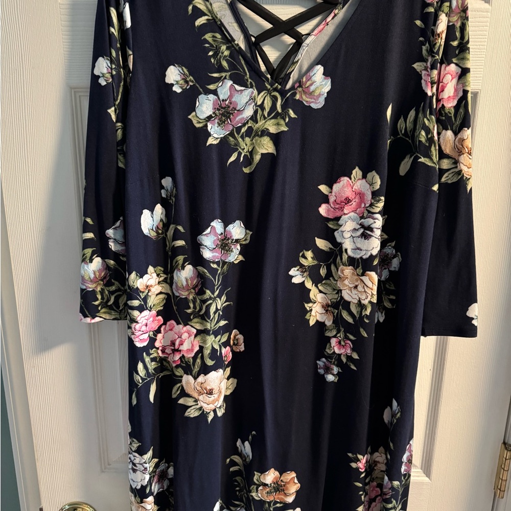 Fortune + Ivy Floral Dress with Elegant Ribbon Tie Back